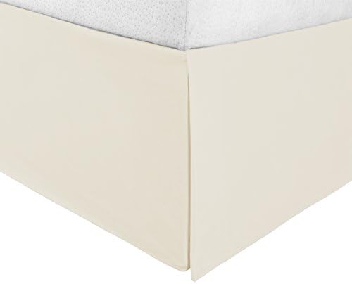 (550-TC) Organic Cotton 1- Piece Queen Size Dust Ruffle Bed Skirt Perfect Drop Length (19" Inch) Split Corner Tailored Bed Skirt Solid Pattern (Ivory Color)
