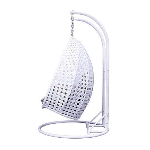 Image of Double Seater Hammock Swing Chair with Stand & Cushion | Heavy Duty Powder Coated Steel Frame | Outdoor Indoor Hanging Swing for Patio Balcony Garden Terrace Living Room (White-Light.Brown)