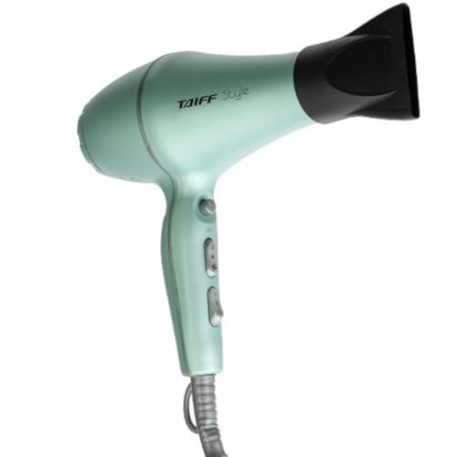 Taiff Style Hair Dryer Ionsense Silver, 125V, Fast Drying, Frizz-Reducing Ionic Ceramic, 1875W, Lightweight Blow Dryer with Diffuser for Curly Hair, Professional Performance - GREEN