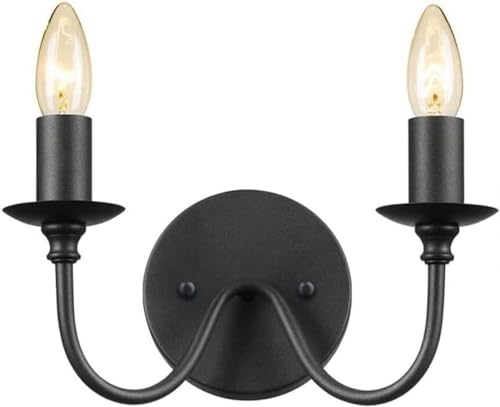 Prix d'usine Noir 2 Lumière Applique Murale Bougie Applique Murale Extérieure Applique Murale Ferme Rustique Moderne Industriel Salle de Bain Vanité...