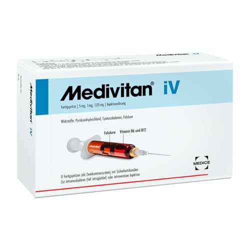 Medivitan iV 8 Stück bei Vitamin B-Mangel & Erschöpfung - für neue Vitalität & neue Energie - schnell direkt & lang anhaltend