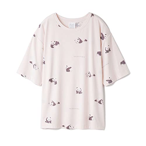 ジェラートピケ gelato pique レディース パンダ柄Tシャツ ジェラピケ パジャマ ルームウ(PI-ピンク、Free)