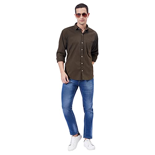 Image of Ben Martin Men's Cotton Regular Collar Shirt with Chest Pocket || Classic Collar, Slim Fit, Casual & Formal Wear || Soft & Breathable Fabric || Full Sleeve Shirt for Men