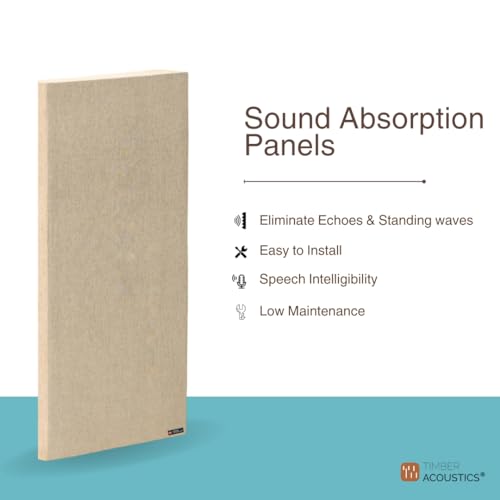 Image of Timber Acoustics | Sound Absorption Panels | Rockwool | Sound proofing for Room | Pine-wood | Room Acoustics & Soundproofing | Noise Absorber for Home | 2' x 4' x 1 inch [SET OF 4] NRC > 0.90 (Beige)
