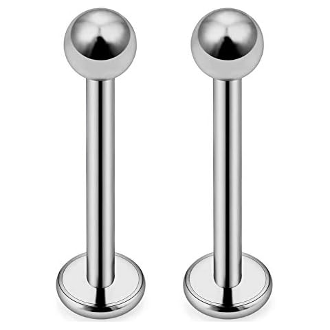CIZME 1 Pair Titanium Lip Stud Labret Bars 1.2mm Tragus Helix Monroe Medusa Piercing Stud Jewellery 6/8/10/12mm Cover