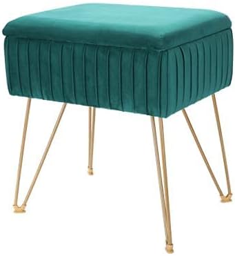 YYW HOME Vanity Bench with Storage - Vanity Stool for Makeup Accent Chair with Storage Small Ottoman with Storage (Green)