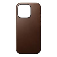 Nomad Modern Leather Phone Case Apple iPhone 16 Pro, MagSafe Compatible, Wireless Charging, Scratch-Resistant Shockproof Protective Cover Case - Brown