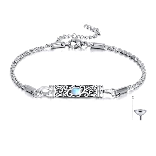 ONEFINITY Urn Bracelet For Ashes 925 Sterling Silver Bar Cremation Jewelry For Ashes Filigree Keepsake Pendant Locket Bracelet For Women Men (Filigree Urn Bracelet)