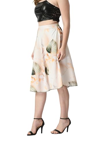 Image of VAGISHA Blooming Below Knee | Middi Printed A-line Skirt for Women's /Girl's |100% Polyblend | Soft & Breathable Fabric | Elastic Band | Casual Wear |M-XXXL|28 inch-36 inch inches