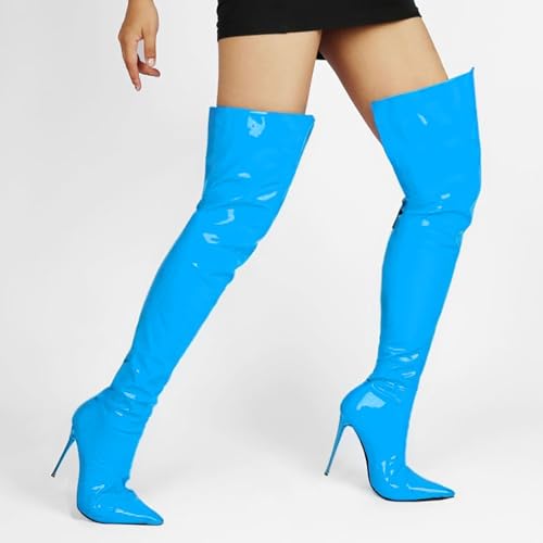 Image of Thigh high boots for women striped Back zipper Burgundy Zebra Print Over the knee Sexy gold white pointed toe Cow Print leopard Magenta stiletto heel