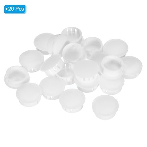 Image of PATIKIL 1 inch /25mm Plastic Hole Plugs, 20Pcs Flush Type Round Hole Plugs Cover Snap in Locking Hole Tube for Table Kitchen Cabinet Furniture, White