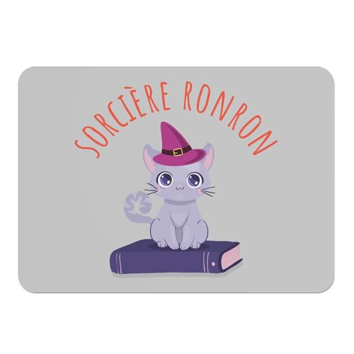 Sets de table souples en liège chat Halloween napperons gris imperméables grand format