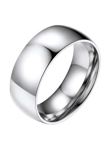 PROSTEEL Spinner Ring Anillo Rotativo Banda Fina 8mm, Anillo Midi Dedo Color Plata Anti Alergia -Anillo 19.5