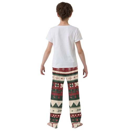 Boys' Pants Red Green Stripe Christmas Long Bottoms Jogger Pants Elastic Waist Trousers with Pockets S-XL3