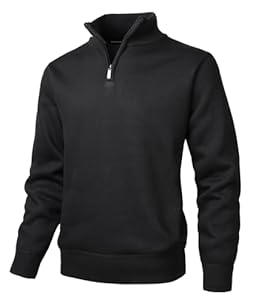 Herothorn Hommes Polaire Pull 1/4 Zip éclair High Neck Montant Sweater Chandail en Tricoté épais Grosse Manches Longues avec Col Droit