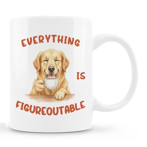 Zomhix Funny Inspirational Golden Retriever Dog Mug, Everything Is Figureoutable Coffee Cup Ceramic, Gifts for Golden Retriever Lovers, Dog Ceramic Coffee Tea Mug 11 oz