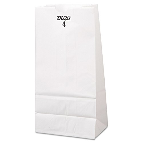 General GW4500 #4 Paper Grocery Bag, 30lb White, Standard 5 x 3 1/3 x 9 3/4, (Case of 500 Bags)