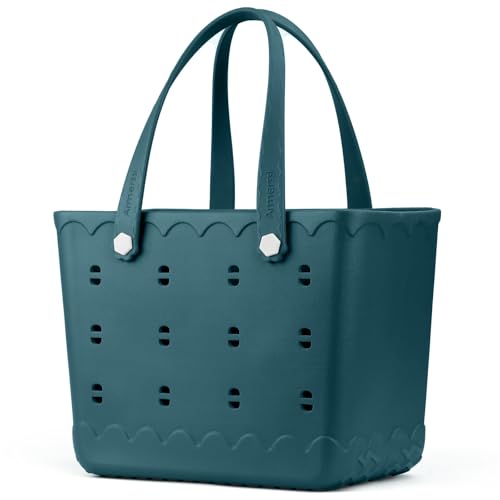 Armerssi Rubber Tote Bag For Women Large Rubber Beach Bag Waterproof Washable Handbag Durable Tote Bag Beach Swimming Travel (Midnight Blue, Large)