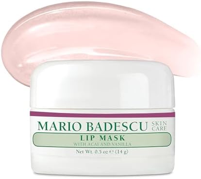 Mario Badescu Lip Mask with Acai and Vanilla for All Skin Types, Overnight Lip Treatment Enriched With Skin Softening Coconut Oil and Hydrating Shea Butter, 0.5 Ounces
