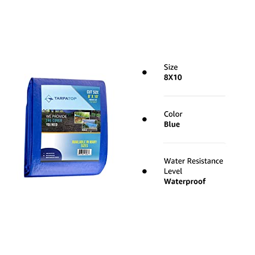 8X10 Waterproof Multi-Purpose Poly Tarp – Blue Tarpaulin Protector For Cars, Boats, Construction Contractors, Campers, And Emergency Shelter. Rot, Rust And Uv Resistant Protection Sheet #TOP7