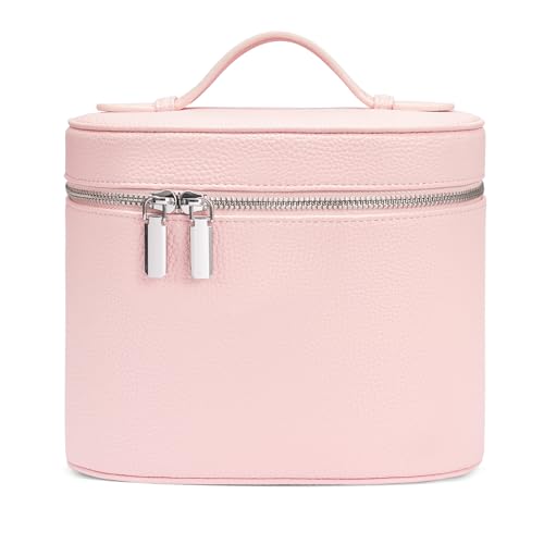 idoltimes Cosmetic Case, Leather Makeup Bag, Portable Handheld Makeup Case, Detachable Compartments