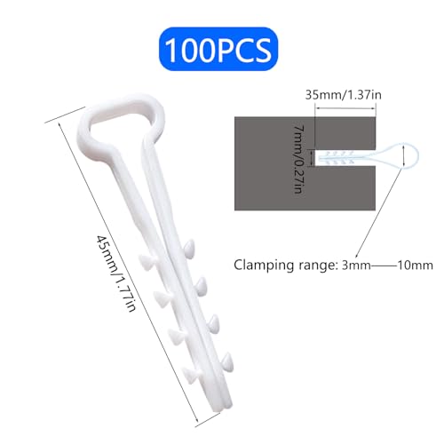 Schlaufendübel Dübelklemmschelle 100stk Steckschlaufen Spannbereich 3-10 mm Dübel-Klemme für Rundkabel zur Befestigung von Kabeln Rohren Leitungen Schläuchen