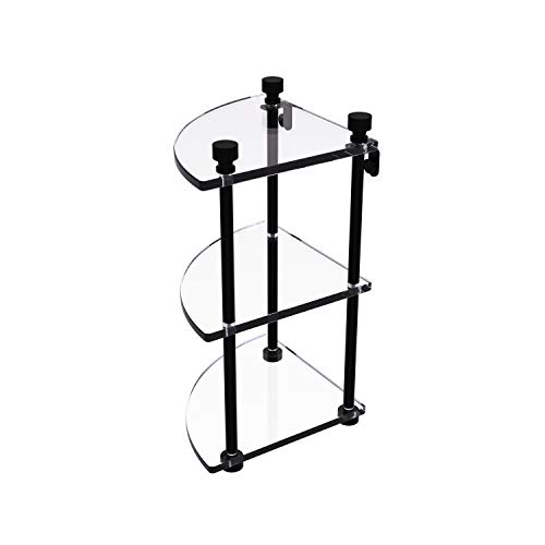 Allied Brass Ft-6 Foxtrot Collection Three Tier Corner Glass Shelf, Matte Black #TOP24