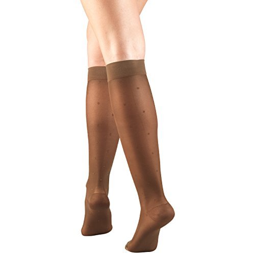 Image of Truform Compression 15-20 mmHg Sheer Knee High Stocking, Espresso Dot Pattern, Large (Pack of 2)