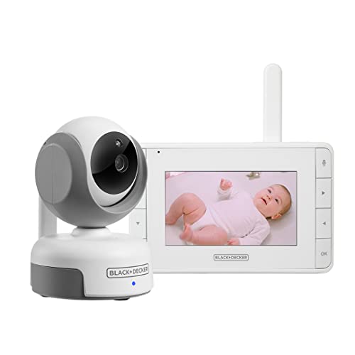 Black+Decker 4.3" Digital Video Baby Monitor With Pan-Tilt-Zoom Camera, Infrared Smooth Video & Motorized Pan/Tilt, Auto Night Vision, And Room Temperature Monitoring, Smooth Motion, Two Way Talk #TOP30
