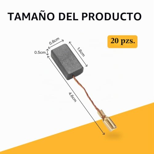 Miniatura 2 de Cepillos De Carbono Para Motores De Herramientas Eléctricas, Genérica Motor De Repuesto Para Reparación De Herramientas Eléctricas Universales -16 8 5 46 Mm 20