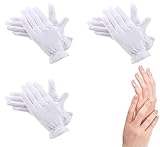 3 Pairs Moisturizing Gloves Over Night Bedtime White Cotton | Cosmetic Inspection Premium Cloth Qual