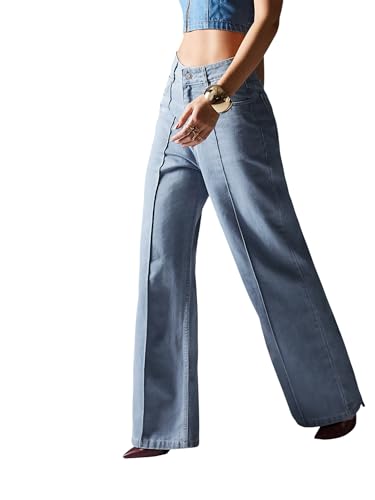 Image of Miss Chase Women's Wide-Leg High-Rise Regular-Length Stretchable Shaping Denim Jeans