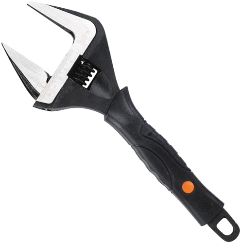 Sharp-tec 12-Inch Adjustable Spanner Wrench (300mm), 60mm Wide Jaw Large Opening, Chrome Vanadium Steel, Black Oxide Finish, Heavy-Duty Plumbing & DIY Tool with Ergonomic Grip
