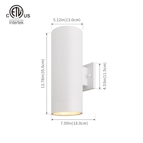 Image of mirrea 14 inch Modern Outdoor Porch Light in 2 Lights, Matte White, 2 Pack