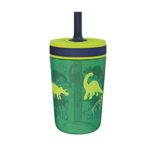 Zak Designs Kelso 15 Oz Tumbler Set, (Dino Camo) Non-Bpa Leak-Proof Screw-On Lid With Straw Made Of Durable Plastic And Silicone, Perfect Baby Cup Bundle For Kids (2Pc Set) #TOP5