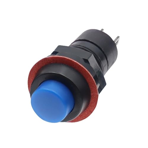 Interruptor de botón redondo DS-211 de enclavamiento azul con rosca mini de 10mm 6 piezas