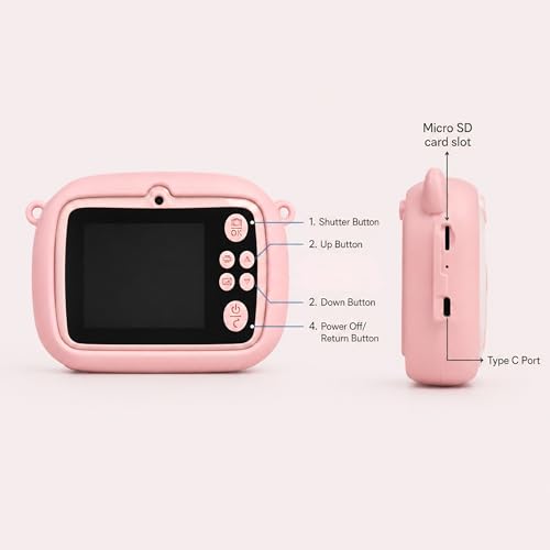 Image of Instant Print Camera 48MP | Photo & Video, Creative Game for Kids Mini LED Digital 1080P HD Display | Long Lasting Battery Life, Ideal Gift for Birthday, Boys & Girls (4 Rolls + 8GB SD Card)