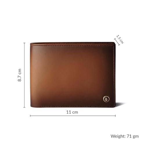 Image of LAPIS BARD Unisex Leather Ducorium Bi Fold Evening Wallet with Additional Sleeve Cognac, Brown