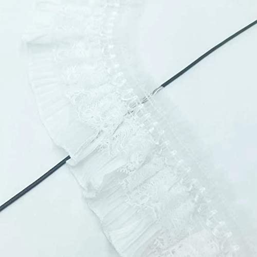 Yoogcorett 2 Yards White Lace Vintage Pleated Chiffon Lace Trims Ribbons Stretchy Lace For Bridal Wedding Decorations Sewing Supplies Diy Craft Handmade Costume Decoration - 3.5"Inch #TOP1