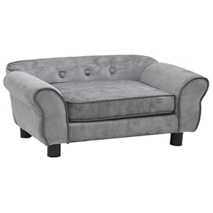 vidaXL Sofá para Perros Cama Mascotas Almacenamiento Gato Animales Pequeños Suave Grueso Acolchado Antideslizante Felpa Gris 72x45x30 cm