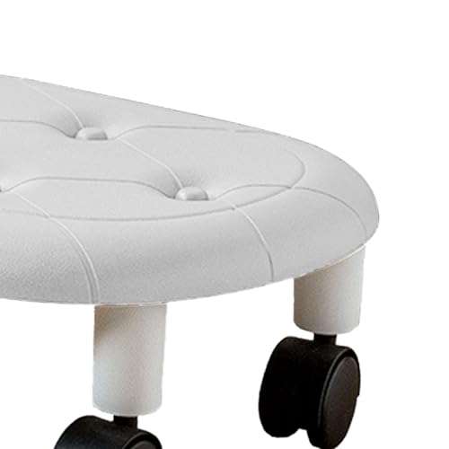 Siège à roulettes bas au design épuré blanc en plastique PU durable - 5