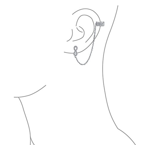Love Symbol Chain Cartilage Ear Cuff Wrap Infinity Earring Pave Cz Stud Helix Earring Stud Set For Women .925 Sterling Silver #TOP1