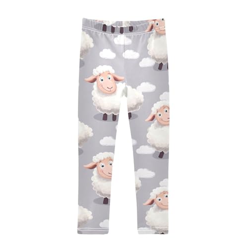Funny Sheep Girls Leggings,Workout Leggings for Girls Toddler Athletic Legging Size for 3-10T