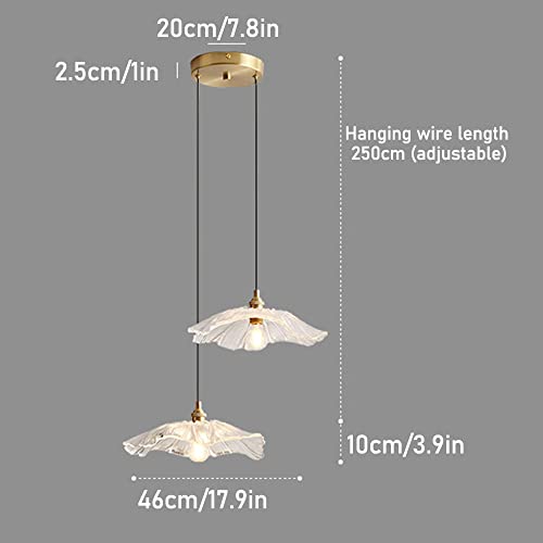 Suspension lotus en verre et bronze E14 pour salle à manger japonaise