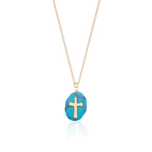 Cross Necklace for Women 14K Gold Plated Crystal Pendant Necklace Handmade Gem Necklaces Dainty Gold Necklaces for Women Trendy