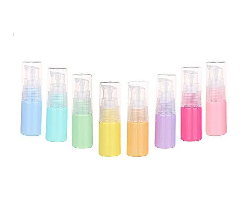 6PCS Plastic Refillable Empty Macaron Color Sample Pump Vial Bottle-Perfume Cosmetic Storage Container Makeup Emollient Cream Emulsion Lotion Toiletries Liquid Jar Pot(Color Random) (10ml/0.33oz)3
