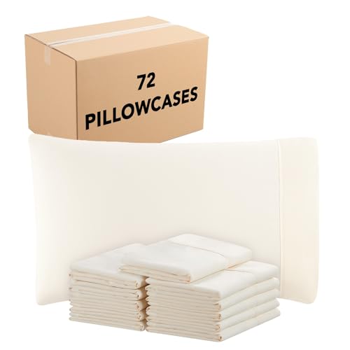 Arkwright Bulk Microfiber King Pillow Cases - Case of 72 - Soft Hypoallergenic Pillowcases with Envelope Closure, Bedding Essentials for Hosts and Hotels, King, Ivory