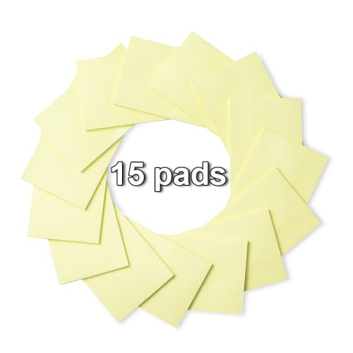 Image of (15 Pads) Sticky Notes 3x5 in,Light Yellow Notepads,Stickies,Memo Note Pad
