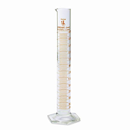 Cilindro graduado de 250 ml escala métrica para instrumentación líquida