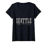 Photo Gallery donna seattle skyline washington vintage seattle maglietta con collo a v Photo Gallery donna seattle skyline washington vintage seattle maglietta con collo a v
